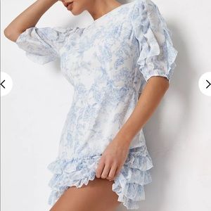 Open back floral mini dress